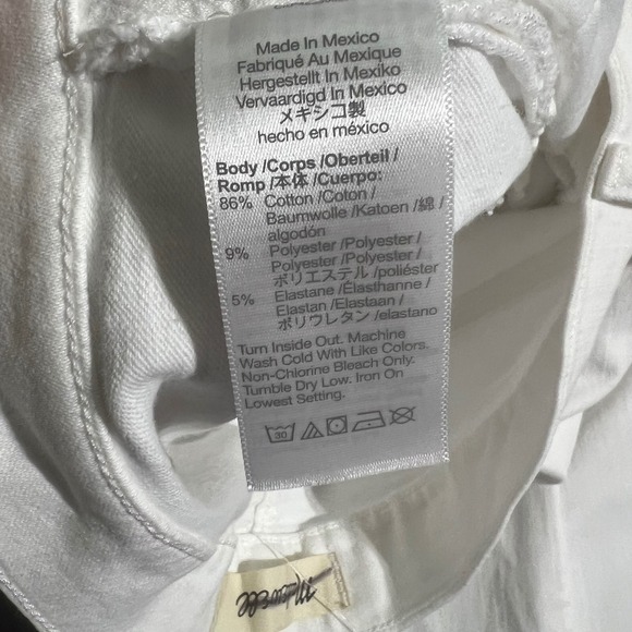 Madewell Mid Rise Kick Out Crop Jeans White Denim Size 29 Tall Classic - Picture 6 of 16